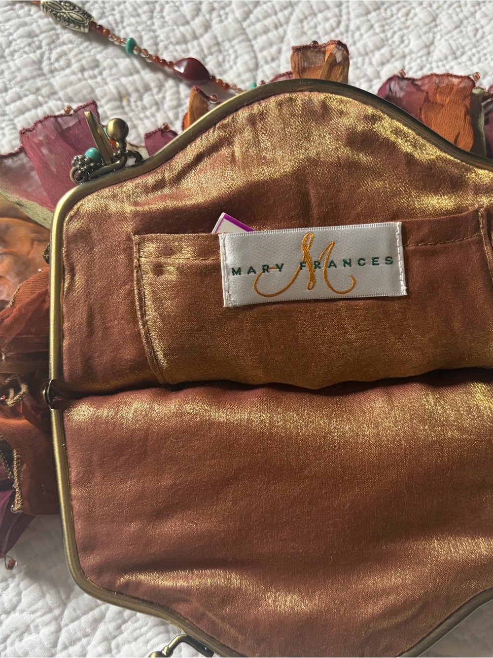 Mary Frances Multicolor Ruffled Crossbody with Turquoise Bead Accents - Picture 11 of 11